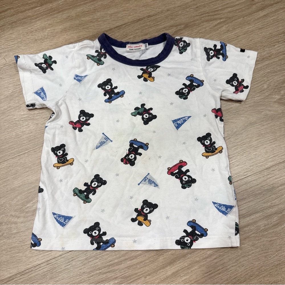 Miki house style Miki umkee Kids' White Bear Print T-Shirt 100cm 3T